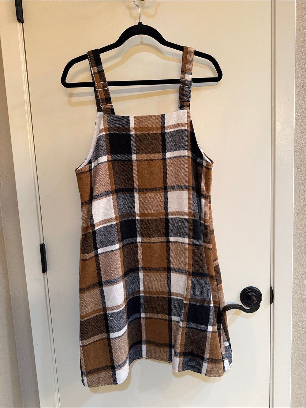 Cupshe Brown Black White Plaid Pinafore Dress - Picture 2 of 2